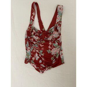 Free People Vintage Style Floral Print Swimsuit With Ruched Bust & Cross-Back